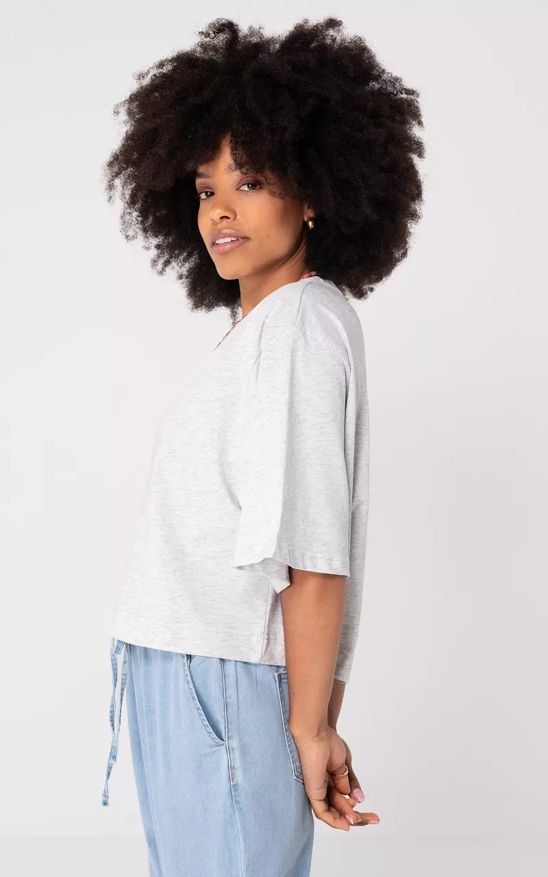 Shirt met v-hals Lichtgrijs