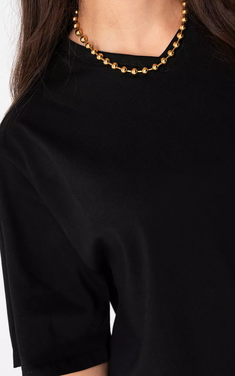 Shirt met v-hals Zwart