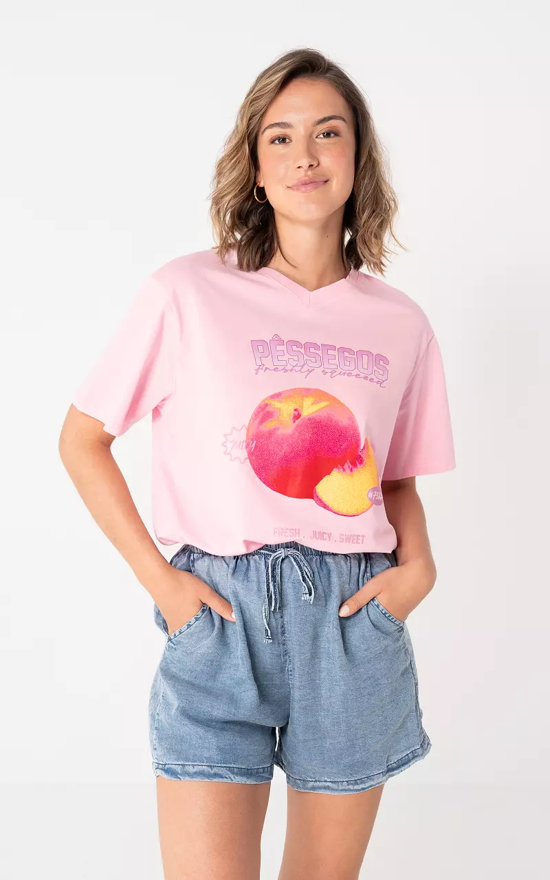 Shirt mit Aufdruck Pink Flieder