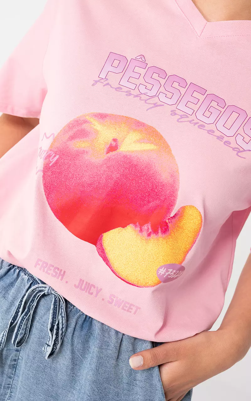 Shirt mit Aufdruck Pink Flieder