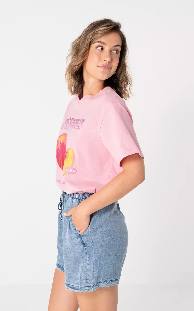 Shirt mit Aufdruck Pink Flieder