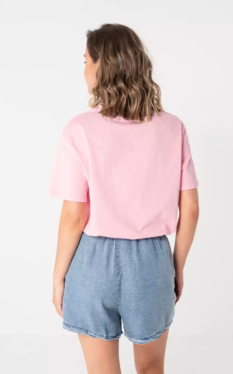Shirt mit Aufdruck Pink Flieder