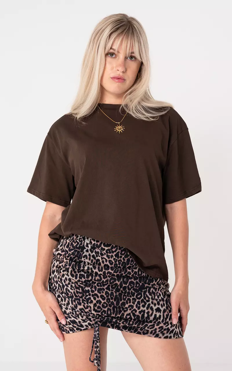 Basic t-shirt with round neck Dark Brown
