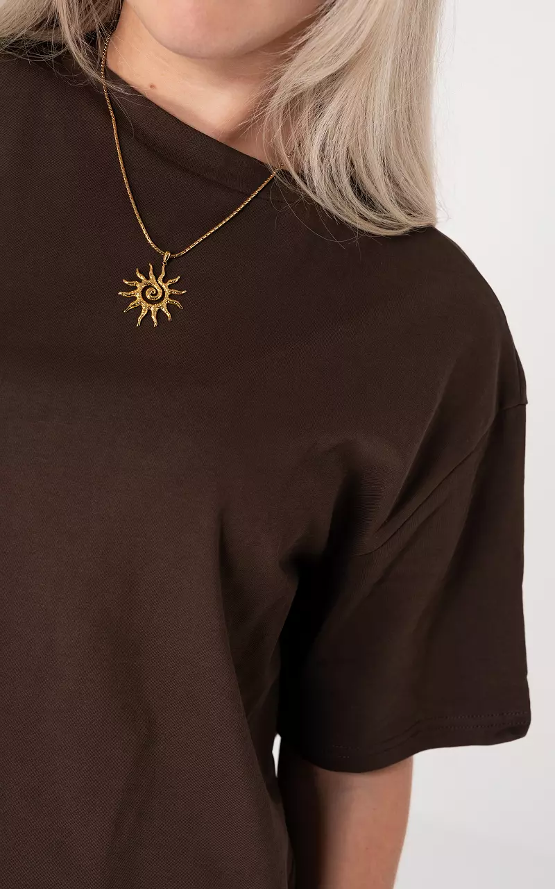 Basic t-shirt with round neck Dark Brown