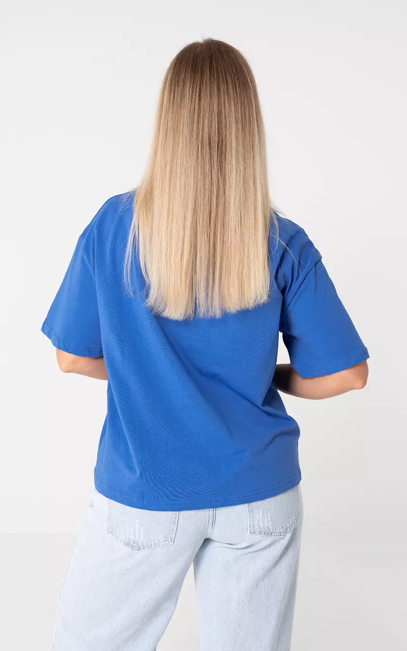 Basic t-shirt with round neck Blue