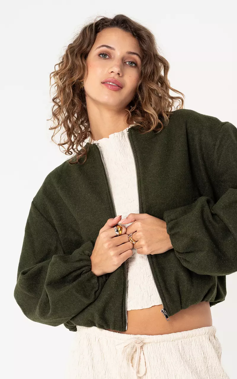 Bomber with zip Dark Green