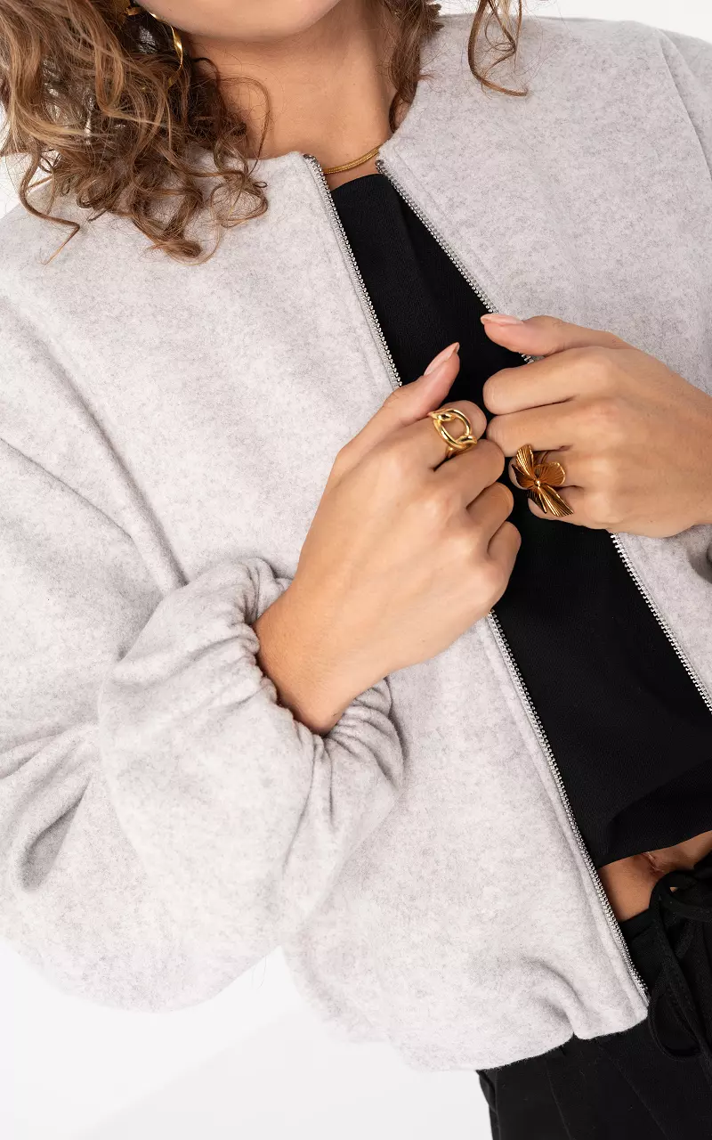 Bomber with zip Light Grey