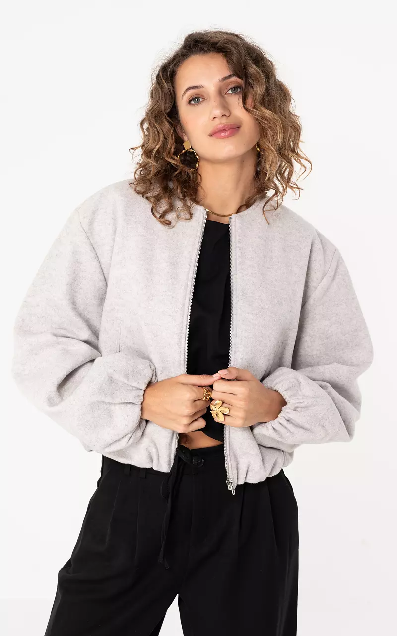 Bomber with zip Light Grey