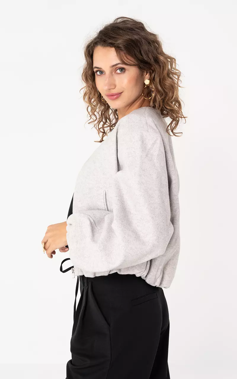 Bomber with zip Light Grey
