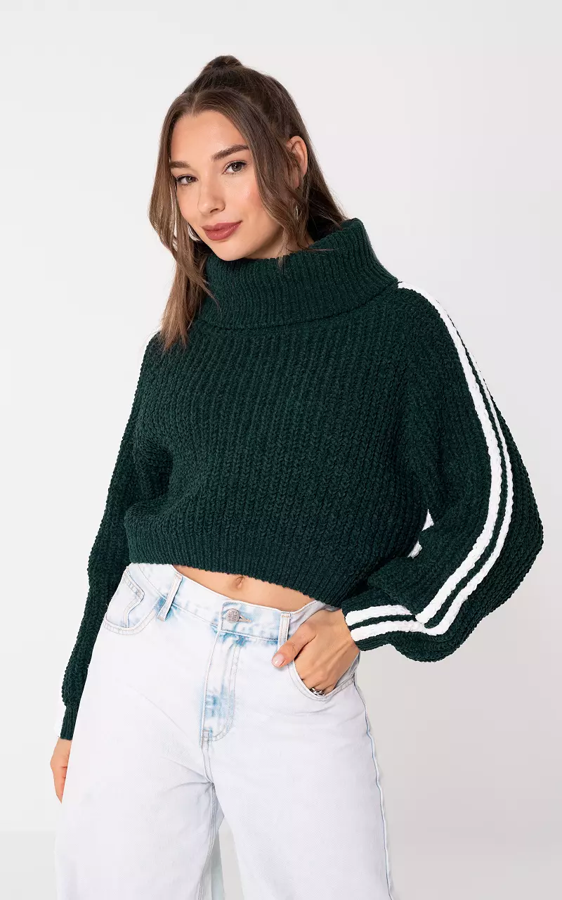 Grof gebreide coltrui Donkergroen