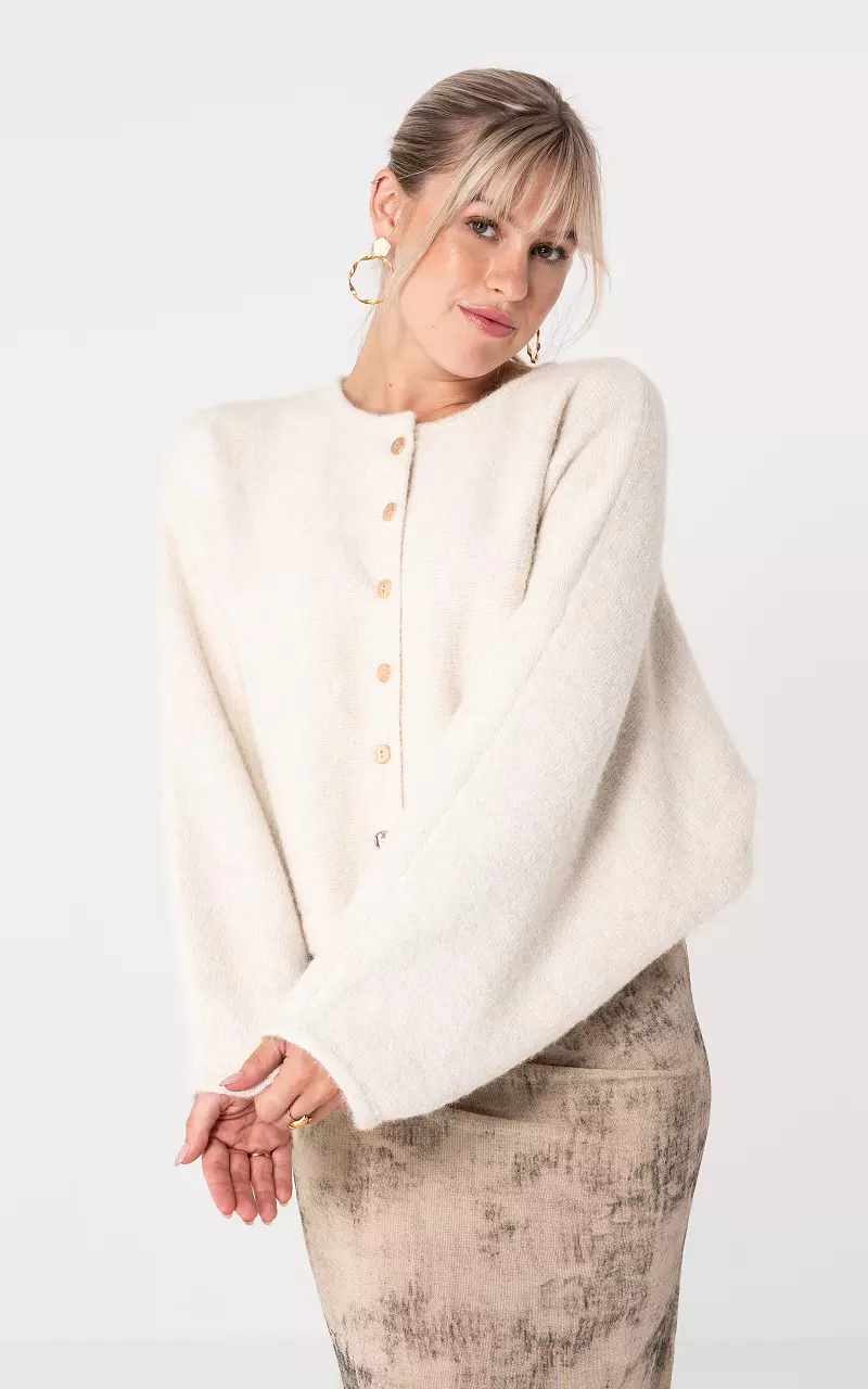 Cardigan mit Knöpfen Creme