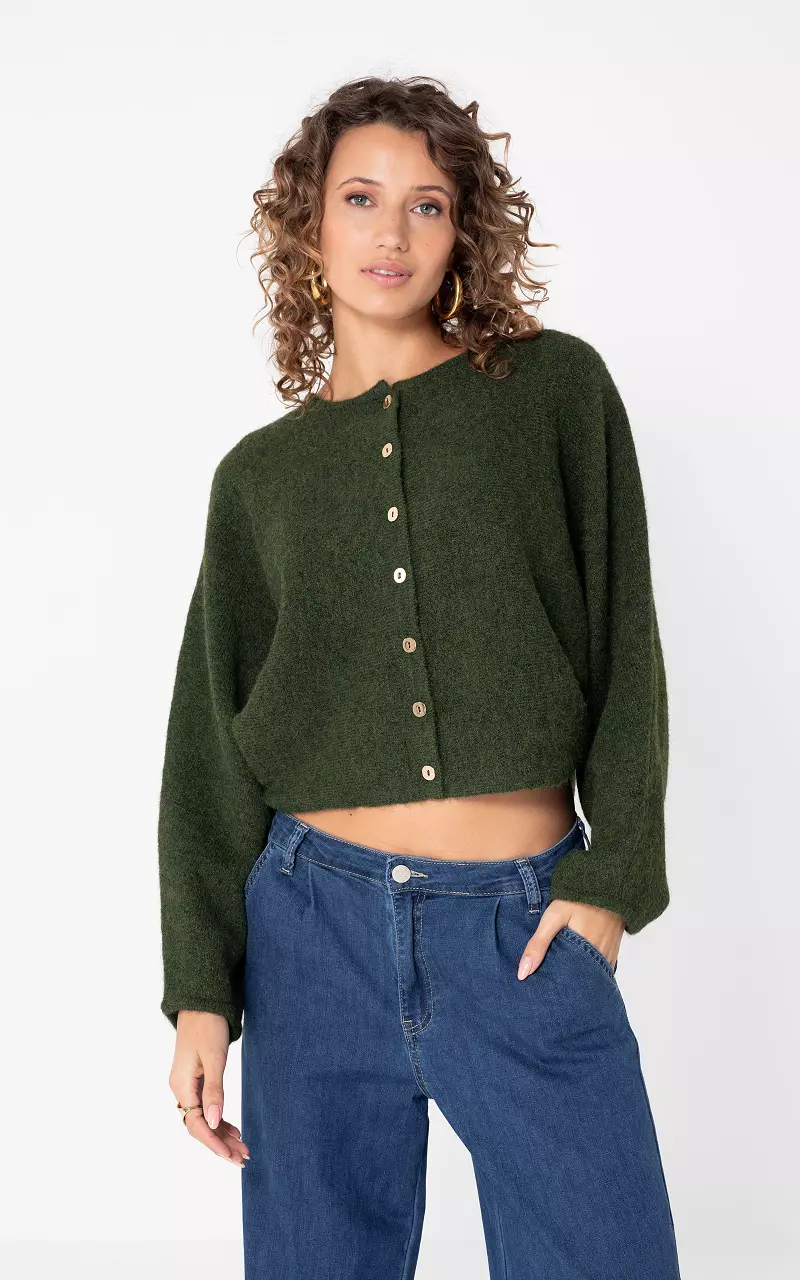 Cardigan mit Knöpfen Dunkelgrün