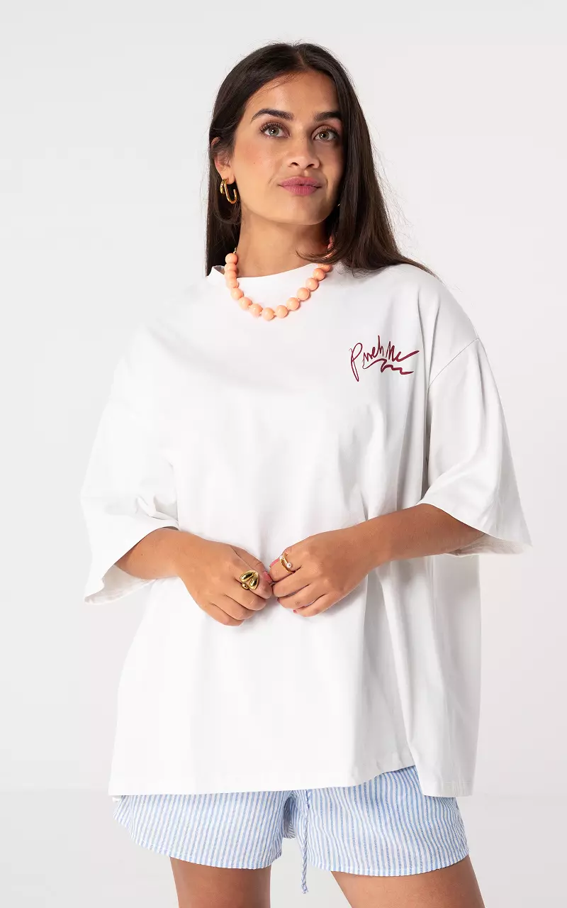 Shirt mit Print Weiß Rot