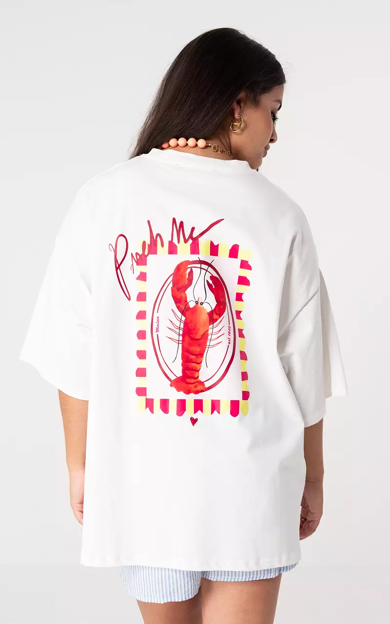 Shirt mit Print Weiß Rot