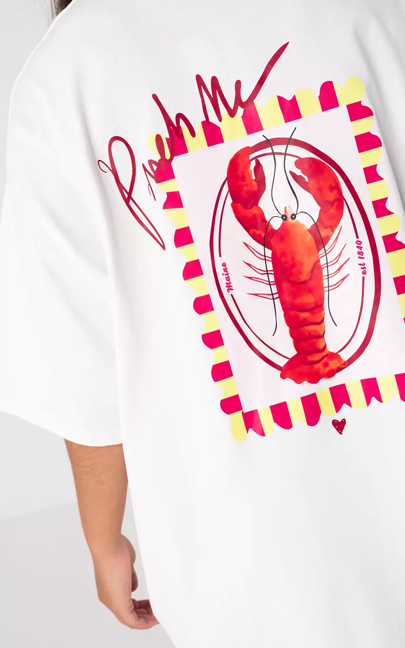 Shirt mit Print Weiß Rot