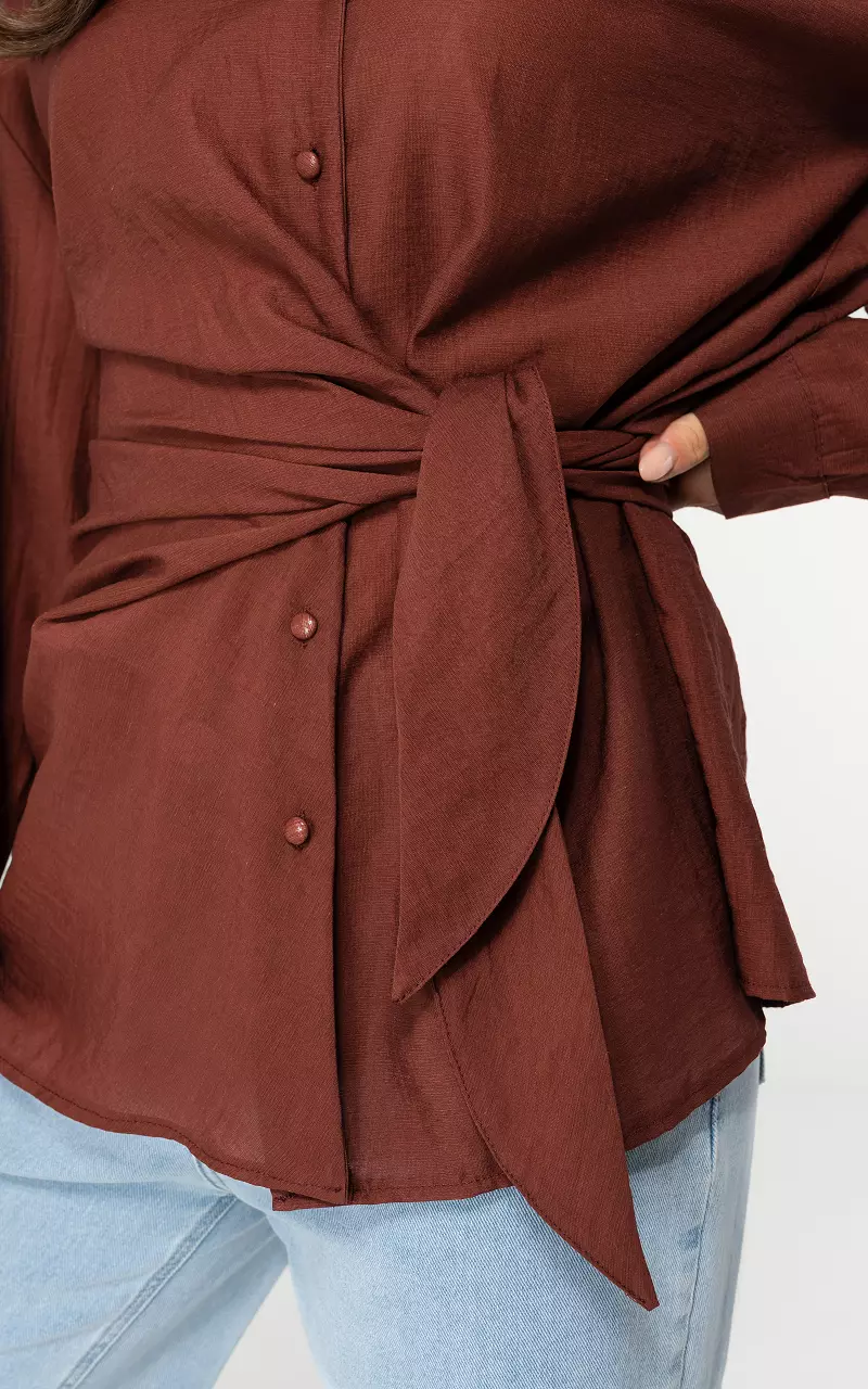 Blouse with bow Rust Brown