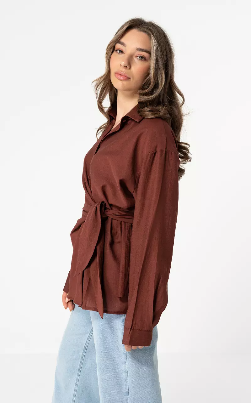 Blouse with bow Rust Brown