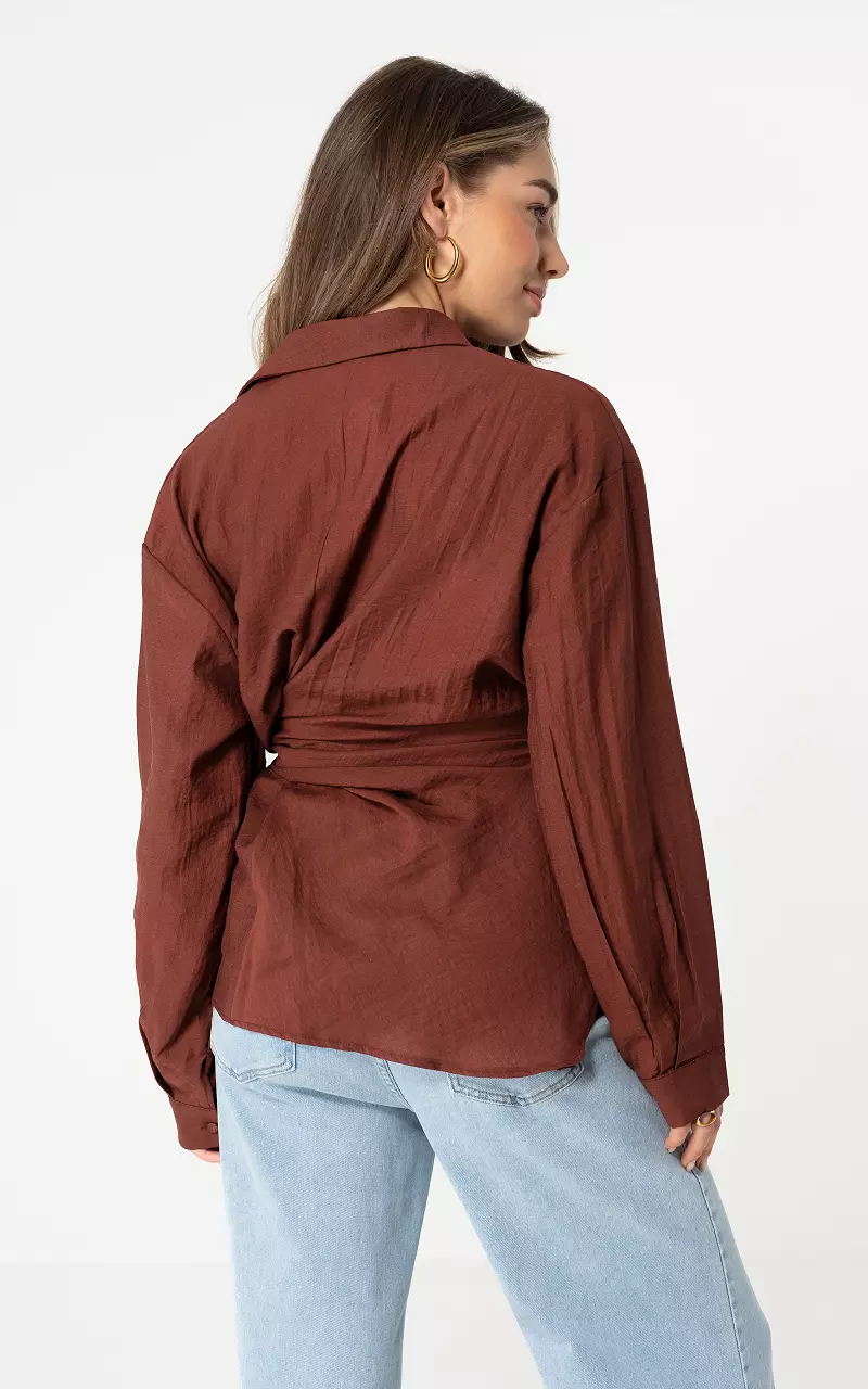 Blouse with bow Rust Brown