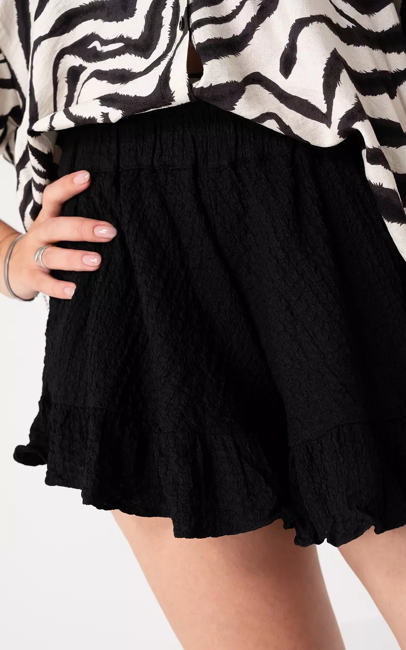Short met ruches Zwart