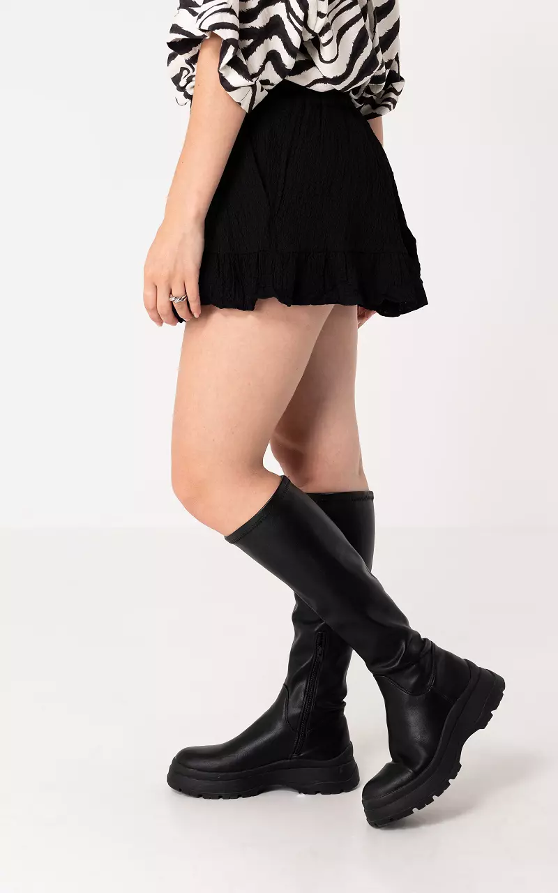 Short met ruches Zwart