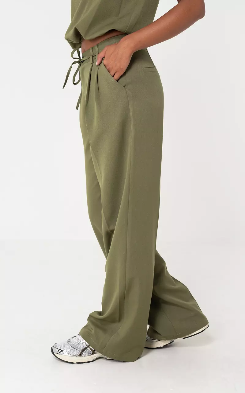 Wide Leg Hose Kaki