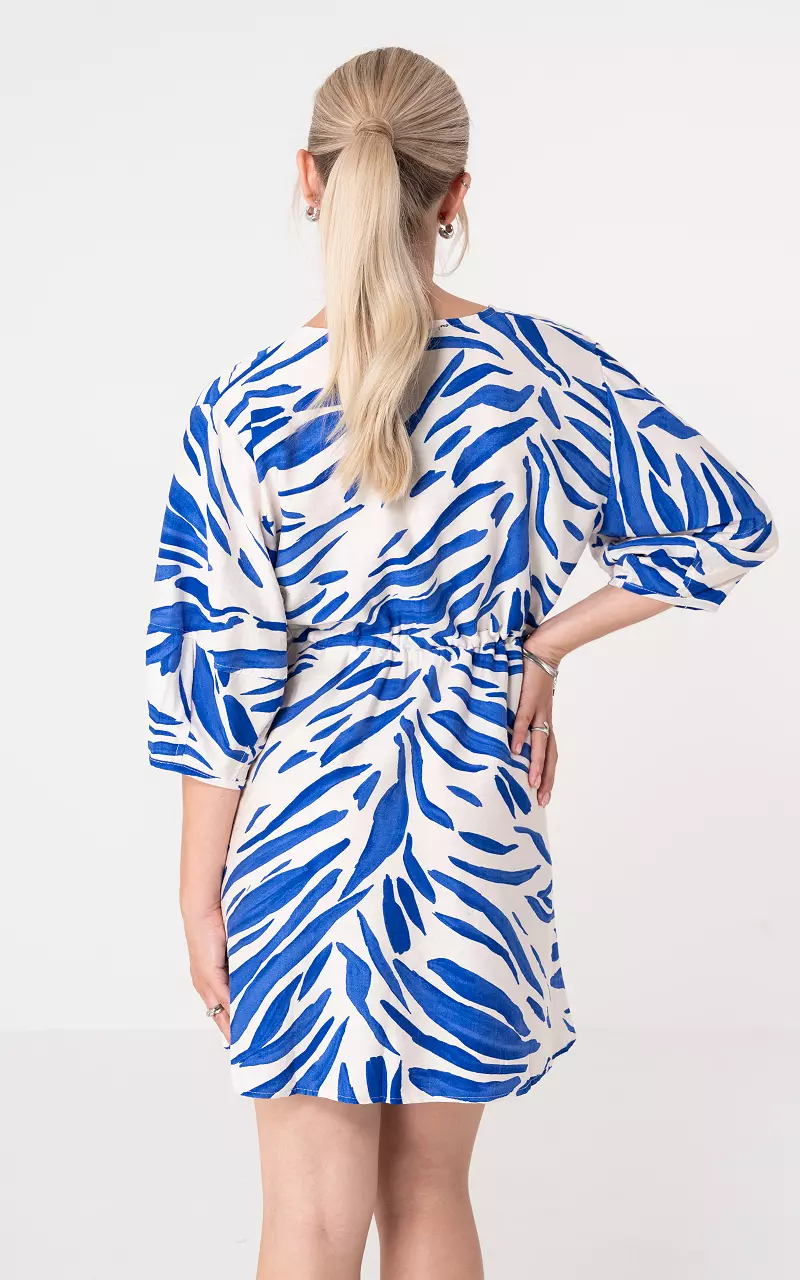 V-hals jurk Creme Blauw