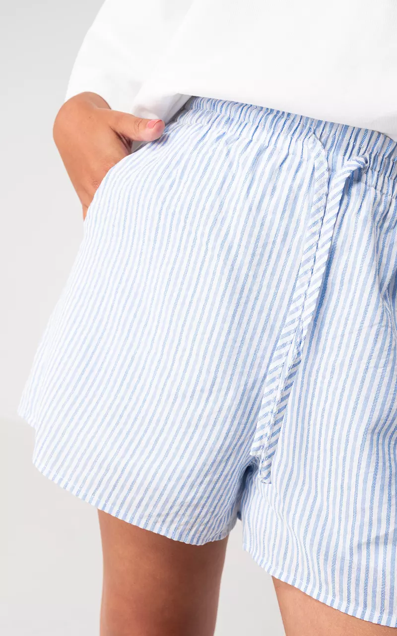 Short met streep Lichtblauw Wit
