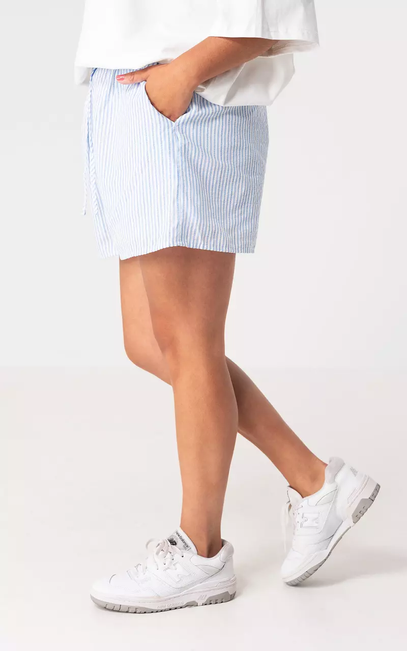 Short met streep Lichtblauw Wit