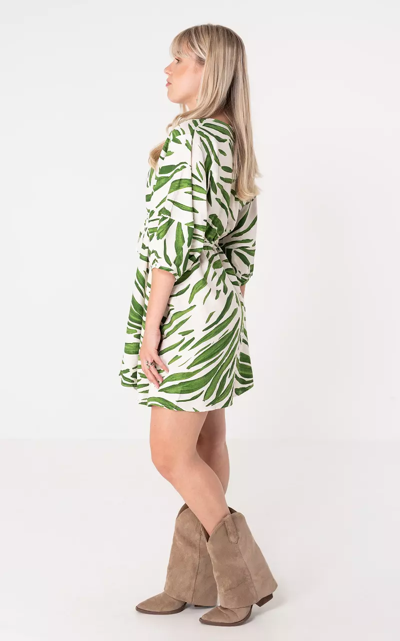 V-hals jurk Groen Wit