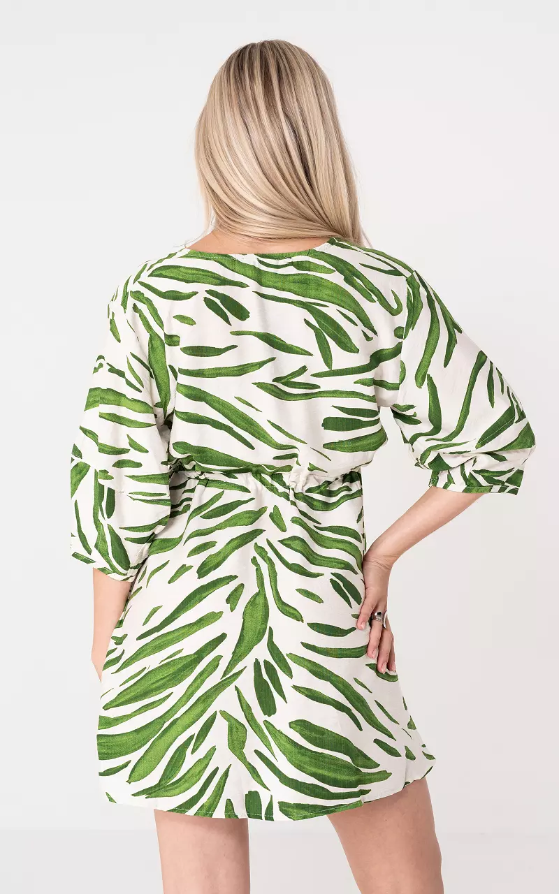 V-hals jurk Groen Wit