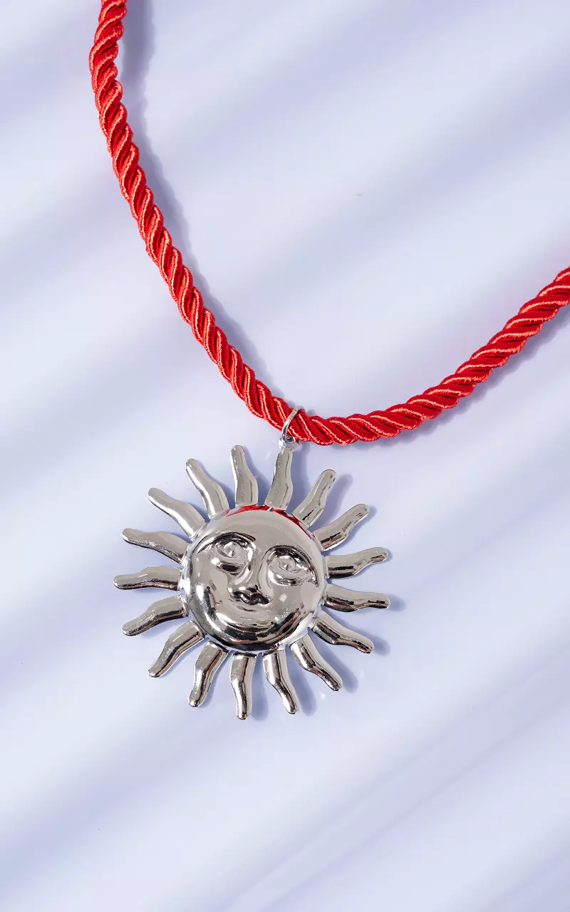 Necklace with pendant Red Silver