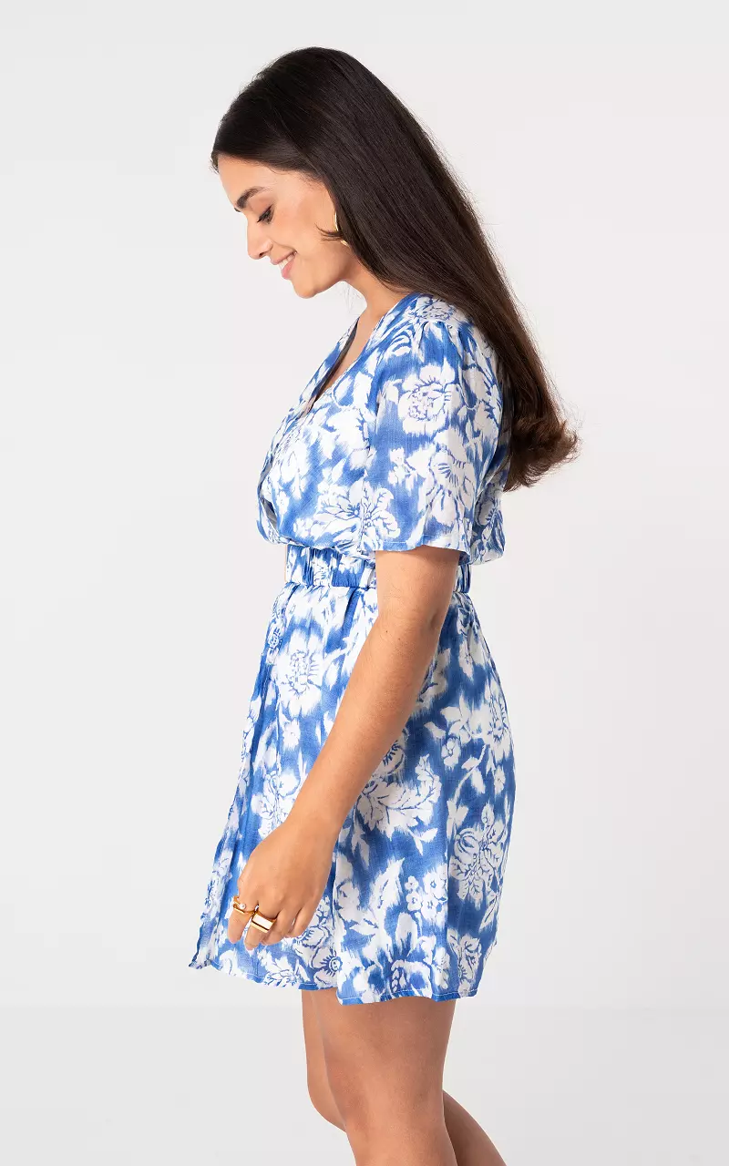 Kleid mit Gürteldetail Blau Weiß