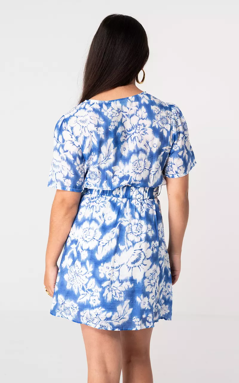 Kleid mit Gürteldetail Blau Weiß