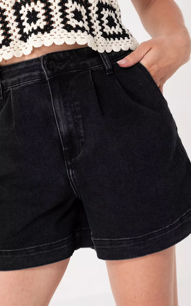 Denim short Donkergrijs