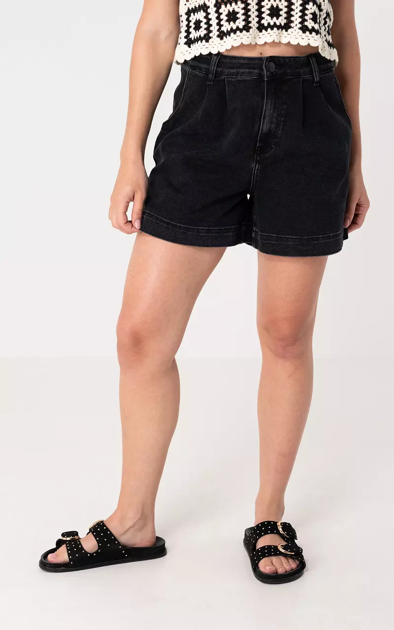 Denim short Donkergrijs