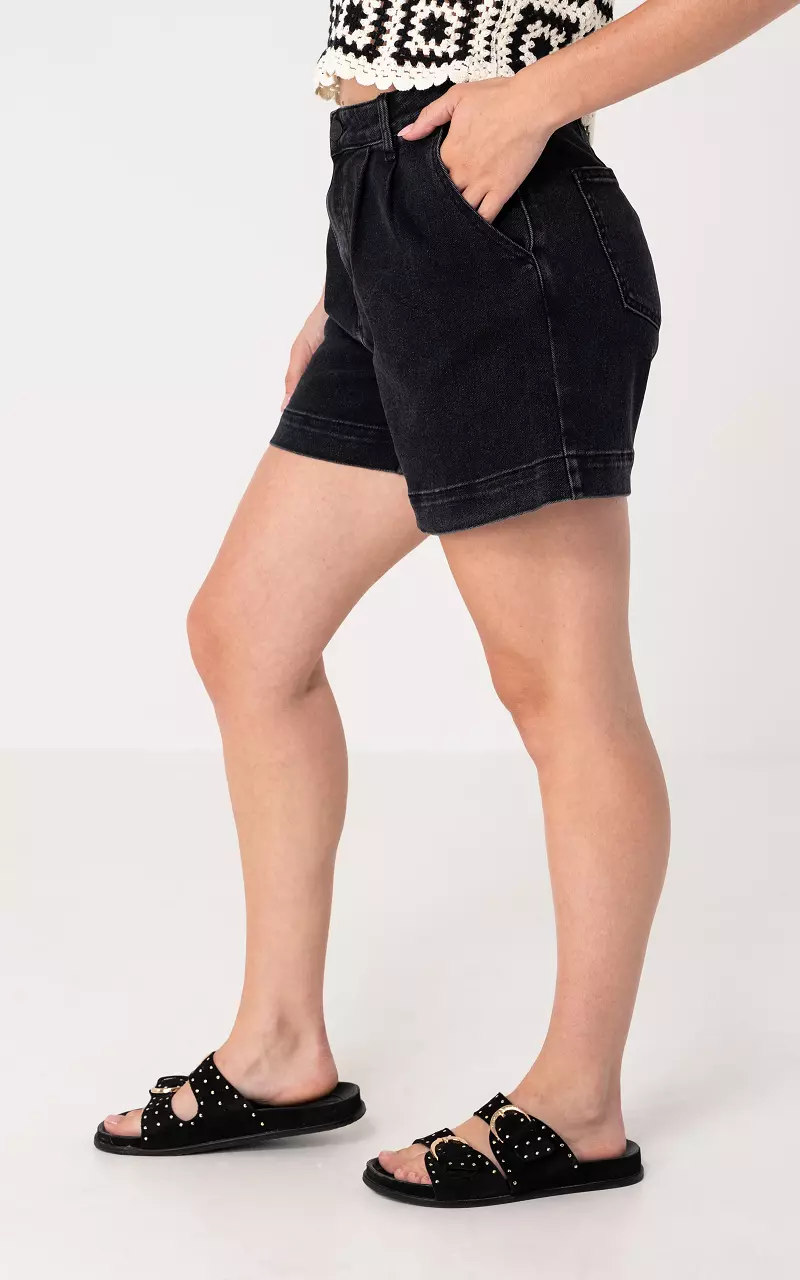 Denim short Donkergrijs