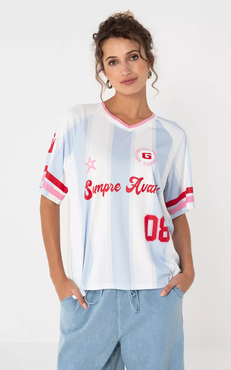 Sporty look t-shirt White Light Blue