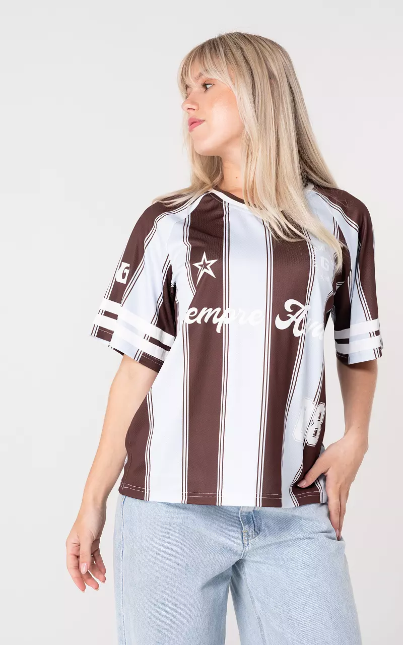 Sporty look t-shirt Light Blue Brown