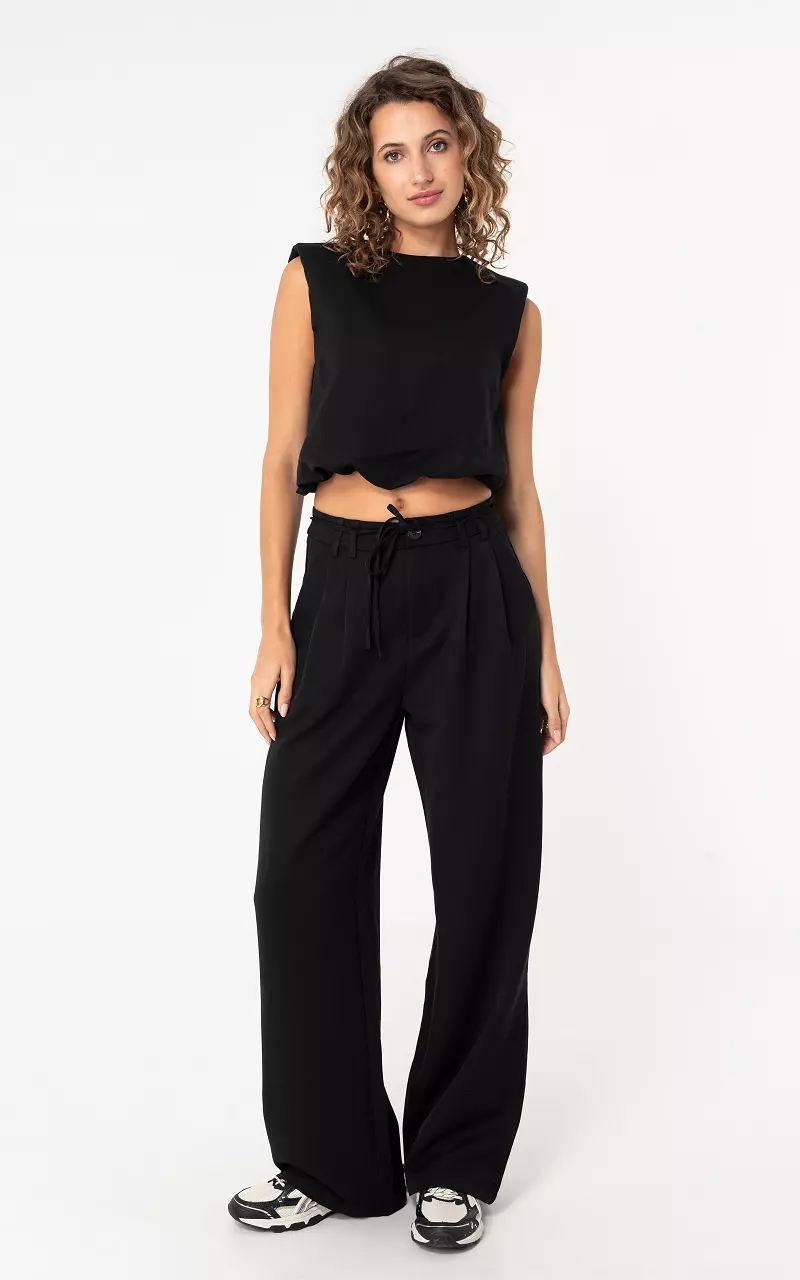 Wide leg broek Zwart