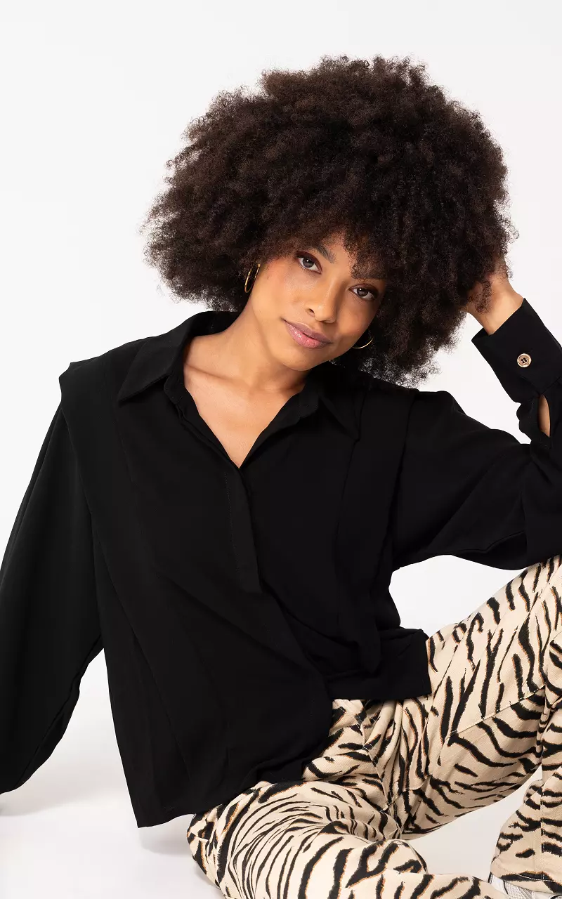 Bluse mit Knopfleiste  Schwarz