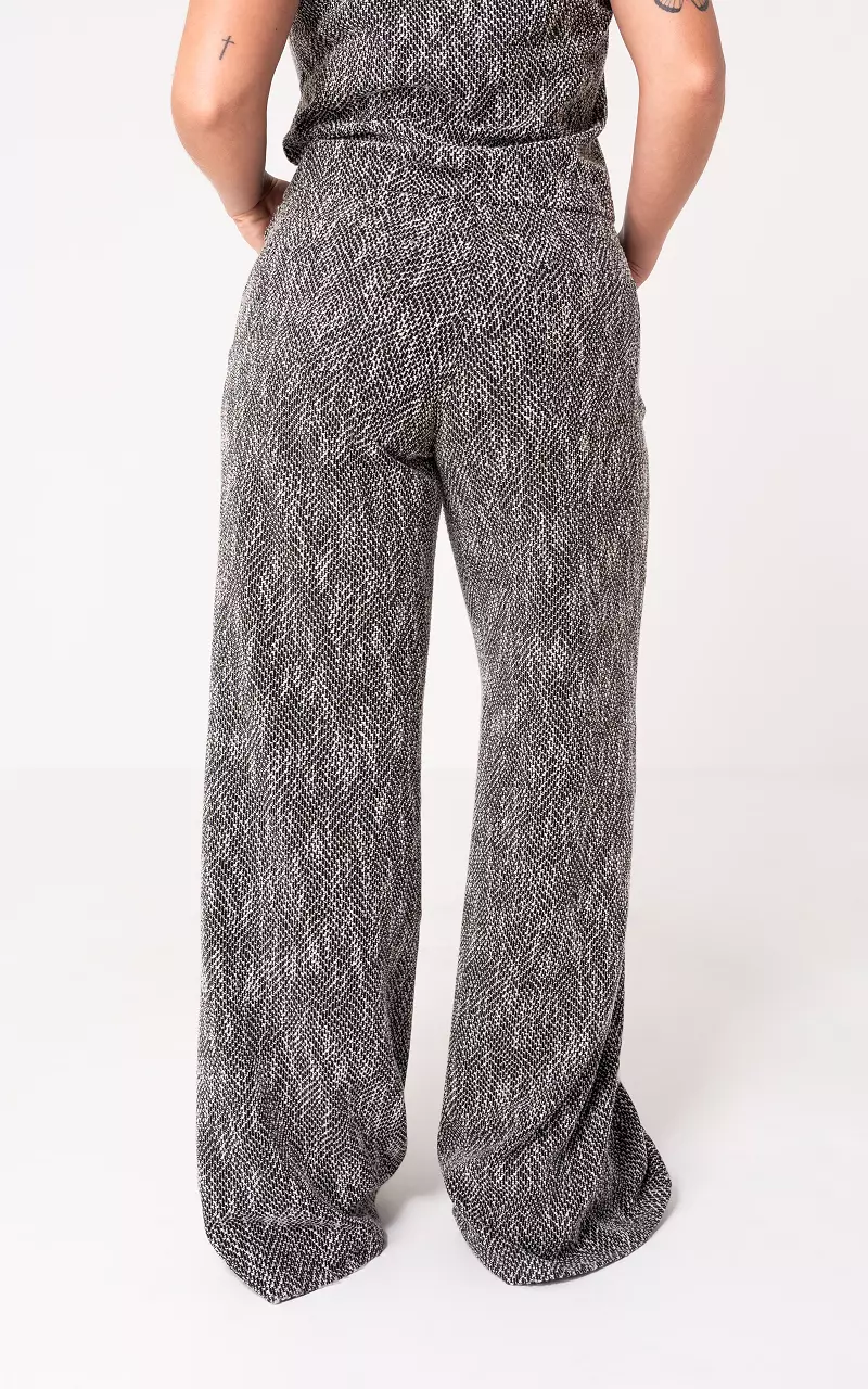 Wide Leg Hose Weiß Schwarz