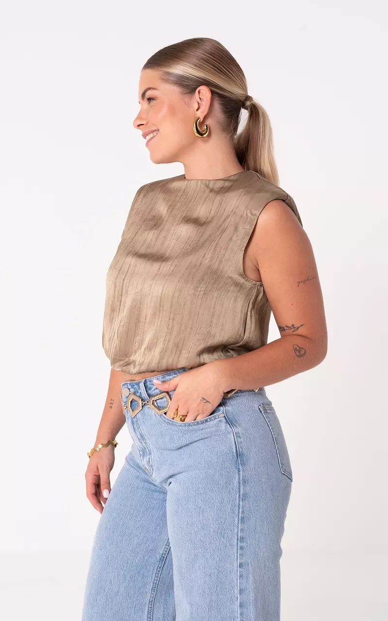Satin look top Taupe