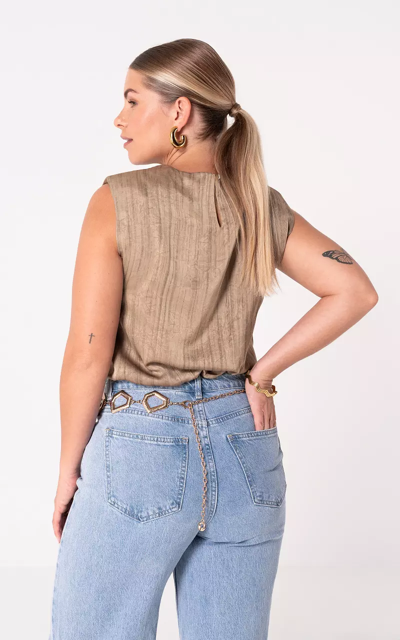Satin look top Taupe