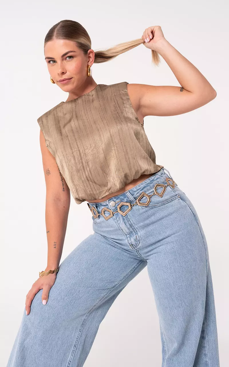 Satin look top Taupe