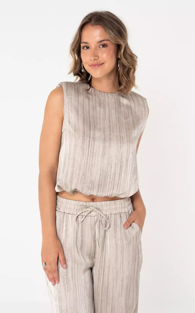 Satin look top Beige