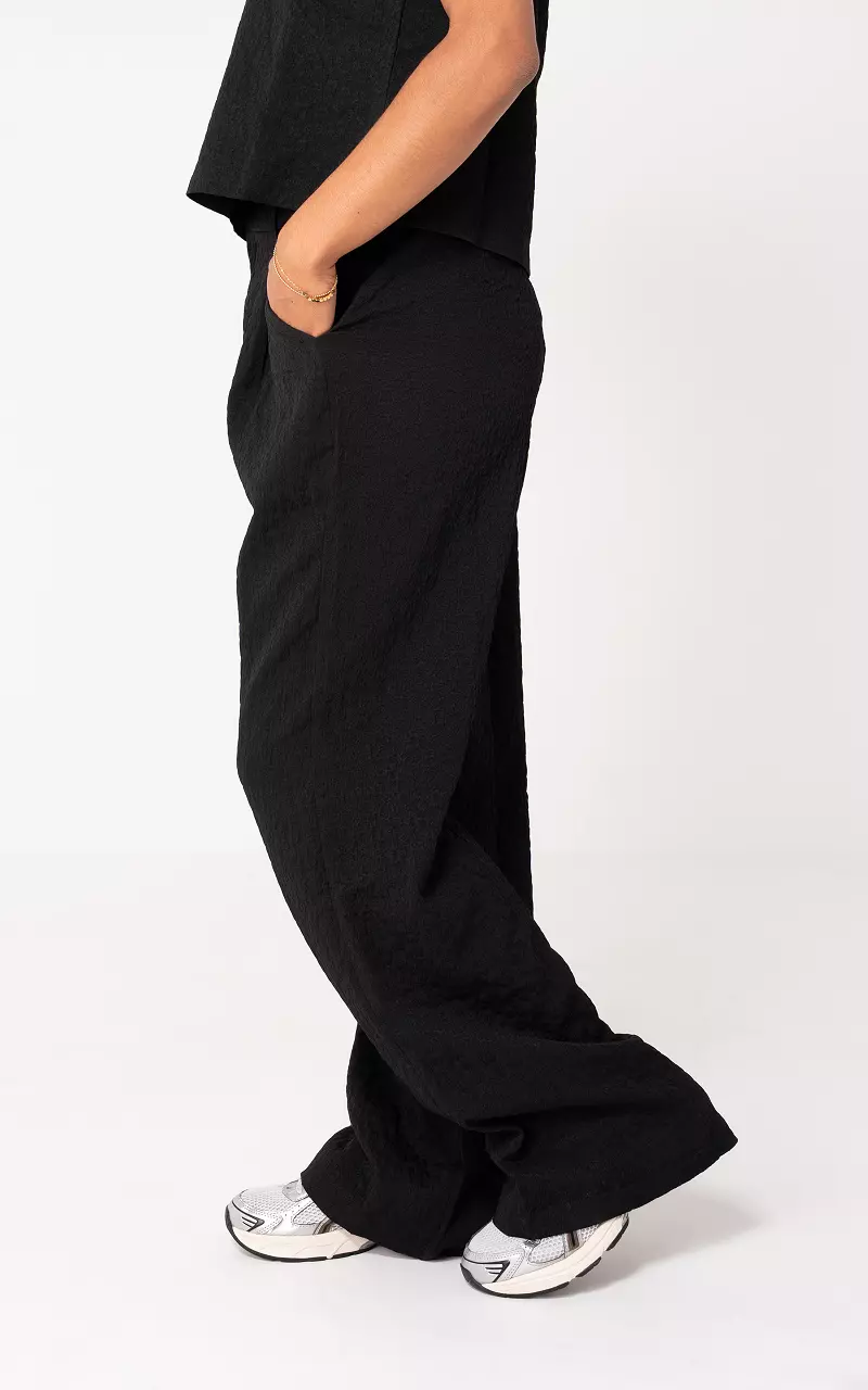 Wide Leg Hose Schwarz