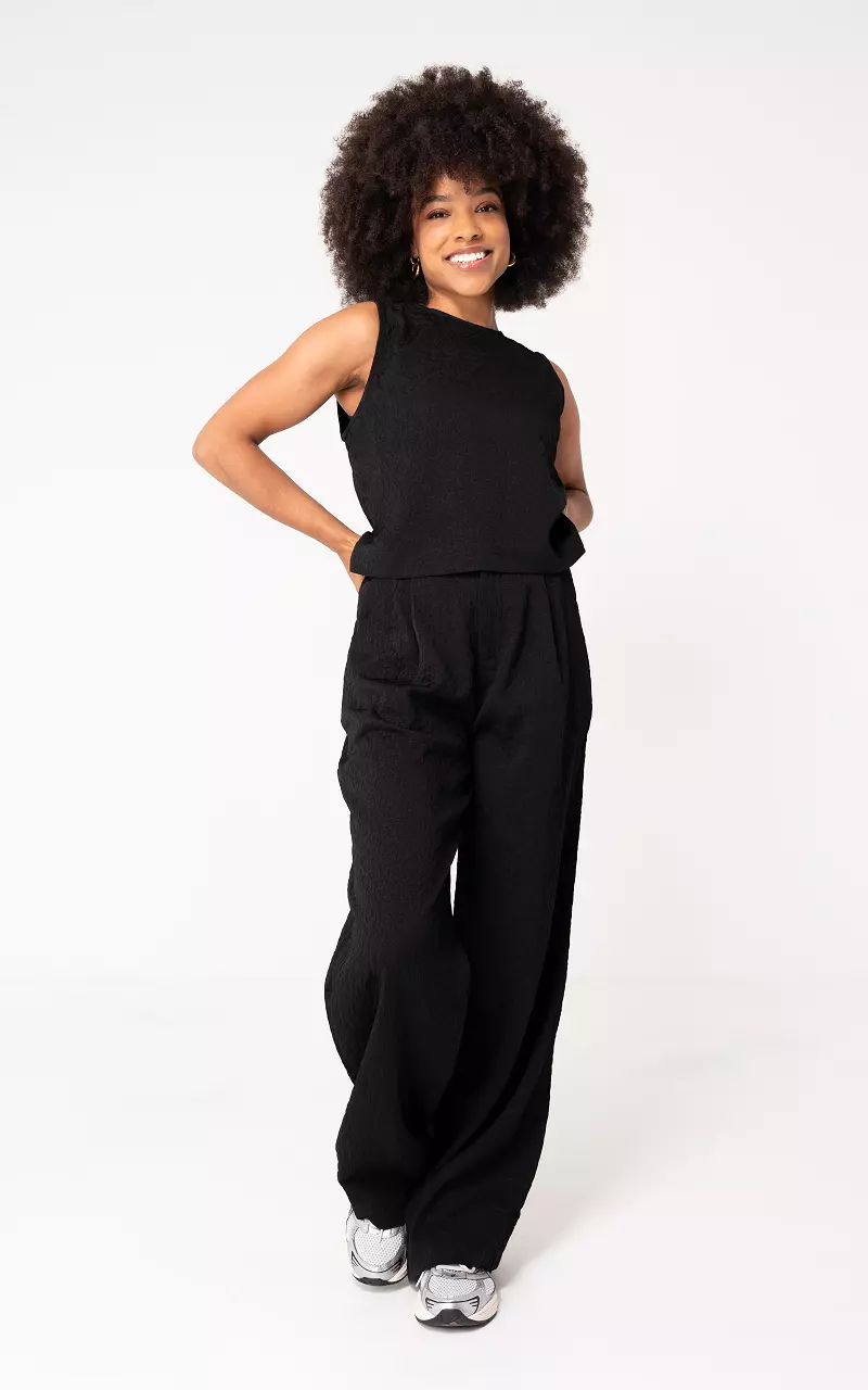 Wide leg broek Zwart