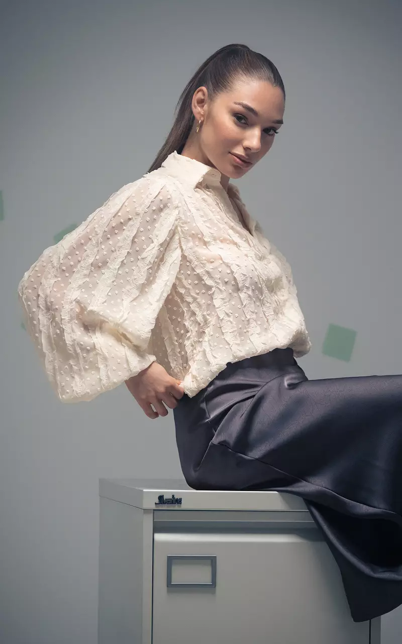 Transparente Bluse Beige