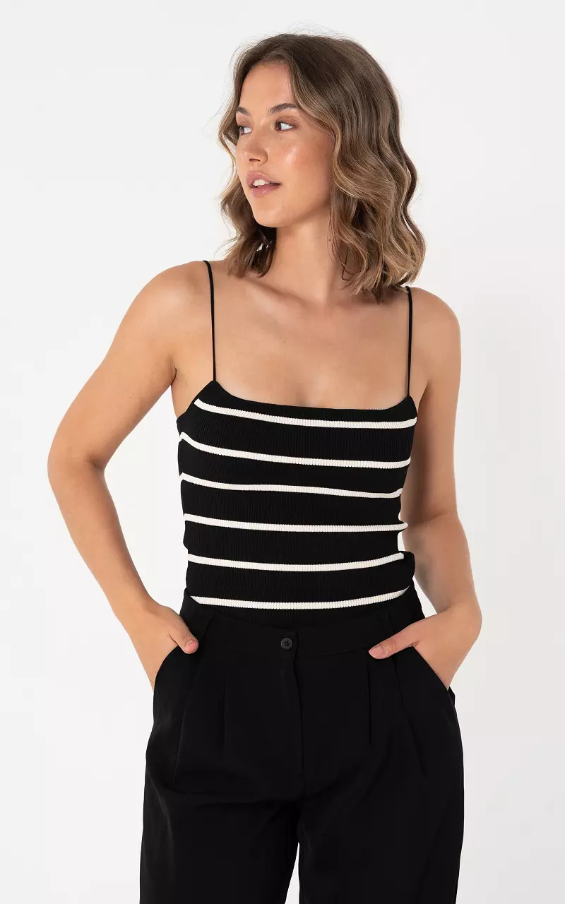 Top met streep Zwart Creme