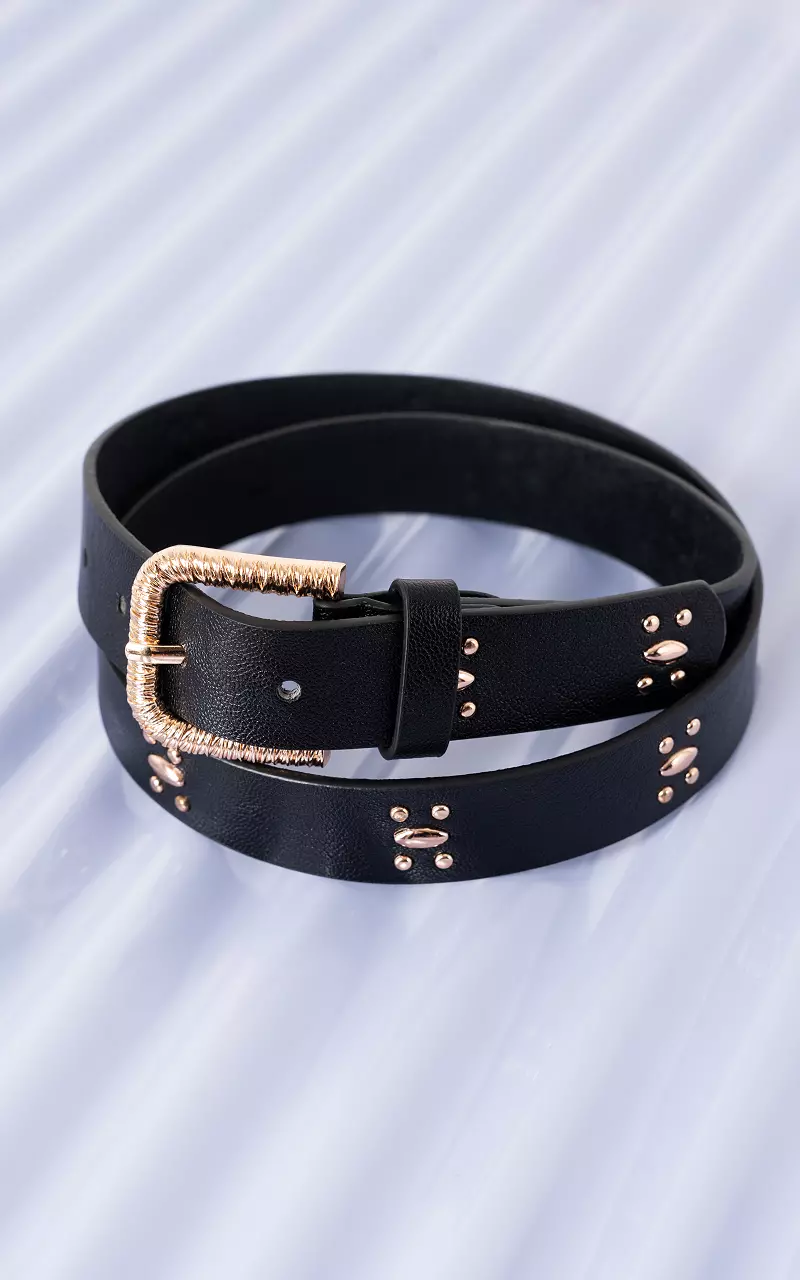 Riem met studs Zwart Goud